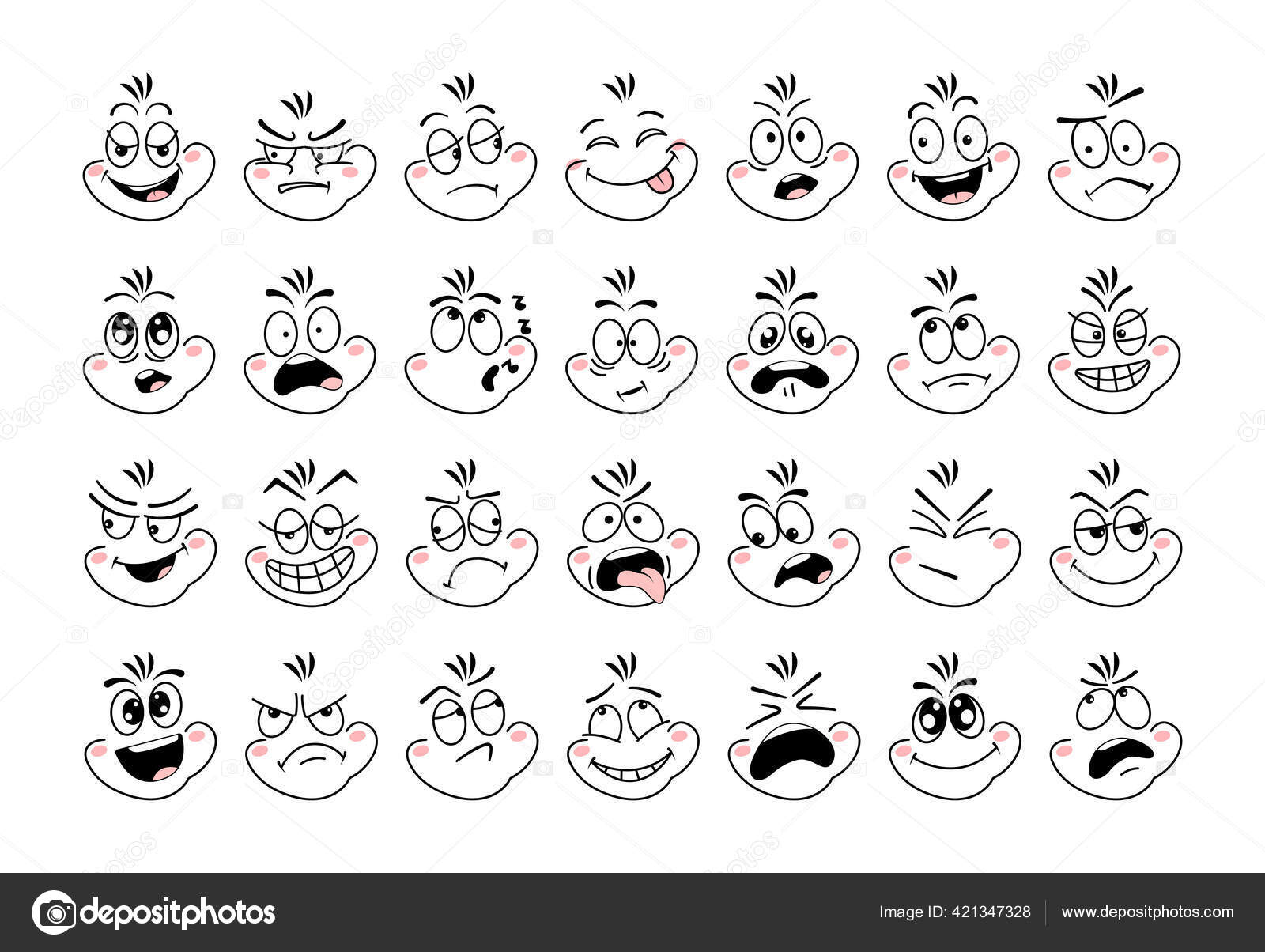 Cara Desenho Animado Emoji Olho Emoção Expressiva Olhos Boca